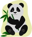 Vector illustration of a cute Panda sitting with a bamboo branch